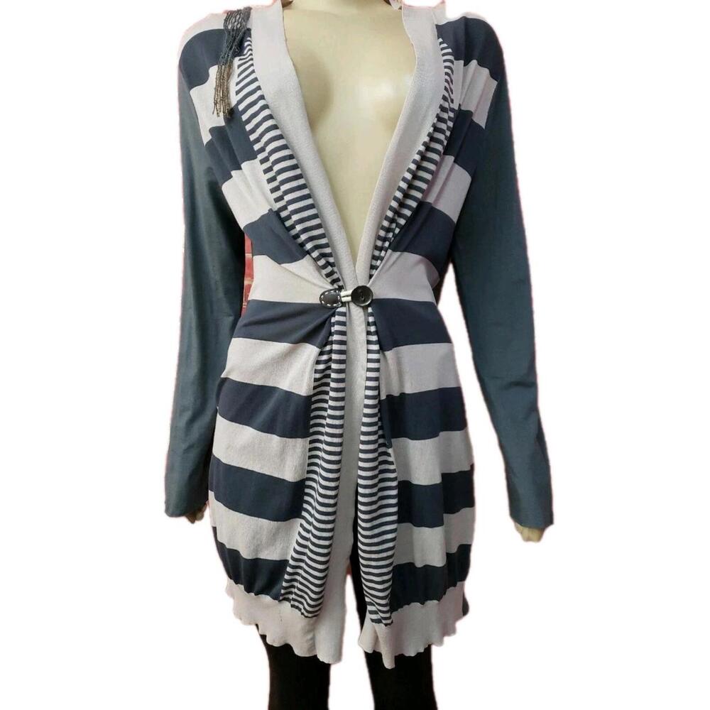 Lorena Antoniazzi Womens Silk One Button Cardigan Sweater Gray Sz XL NEW # C